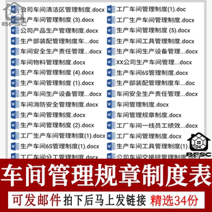 车间管理制度规章表公司生jk产安全责任物料消防分工产品交接班