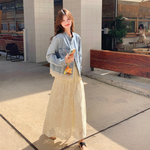 现货2D078 蕾丝半裙P65无差价无控价 T1934牛仔外套P145K218