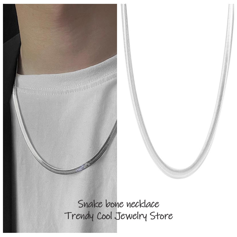 蛇骨链百搭钛钢刀片链子女高级感锁骨链男士古巴毛衣潮流项链男款