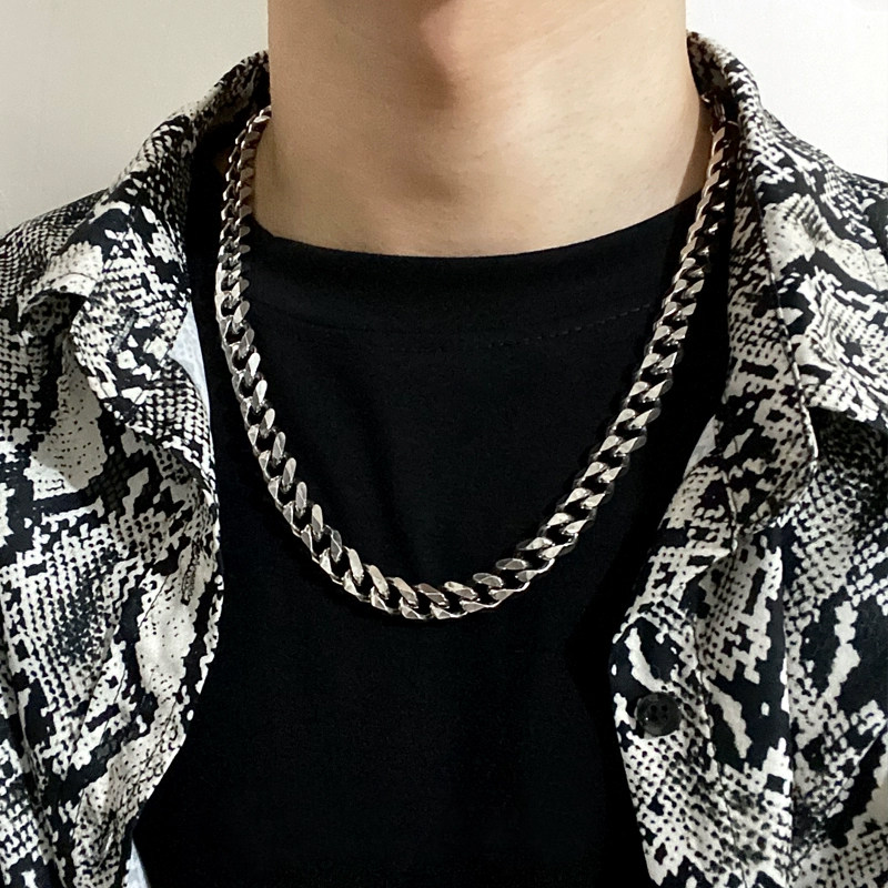 钛钢项链粗款嘻哈男女夸张潮流链子欧美古巴高街hiphop颈链