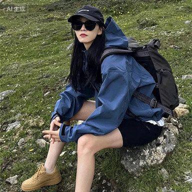 骆陀户外冲锋衣三合一女外套2026春秋草原旅游穿搭新款情侣登山服