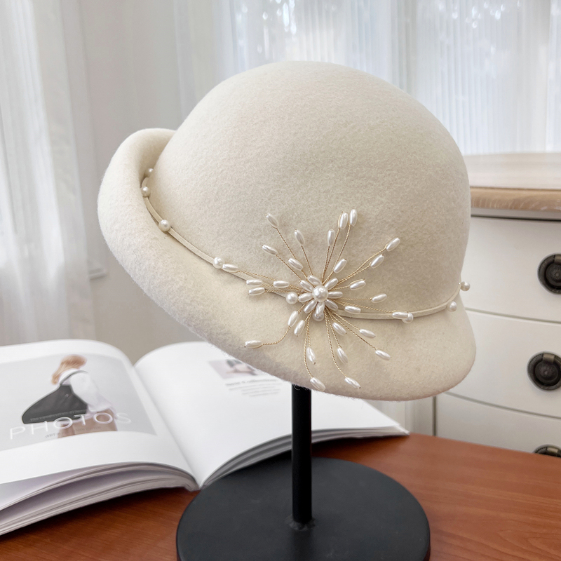 修饰脸型羊毛保暖盆帽优雅女秋冬