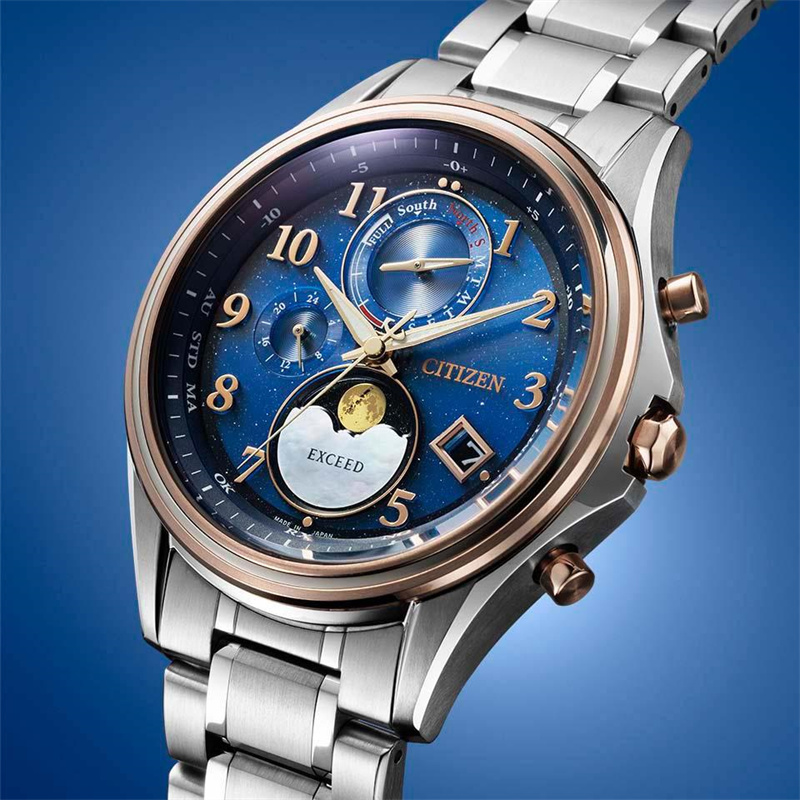 西铁城男指针光动能限量款月相