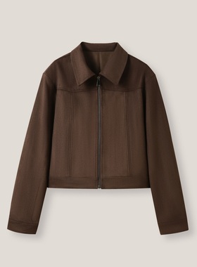 2/7 C “摩登黑巧”巴恩风正肩复古麂皮绒夹克外套SS26385