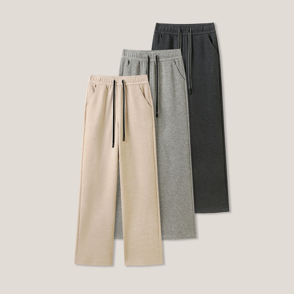 12.3F C 纯色松弛休闲风松紧腰加绒窄版直筒休闲裤ss26521