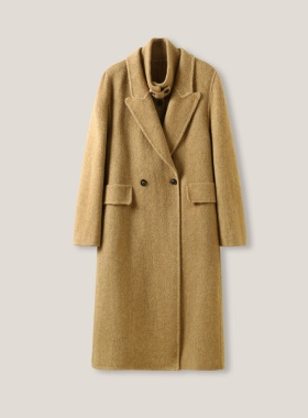 3-5F B  纯色长款毛呢外套+毛呢马甲两件套套装ss26498