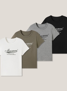 3-19F C  印花简约百搭套头圆领短袖T恤SS28004