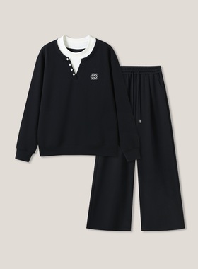 3-5F  C  “初秋叠搭”韩系假两件休闲棉感卫衣套装SS26409