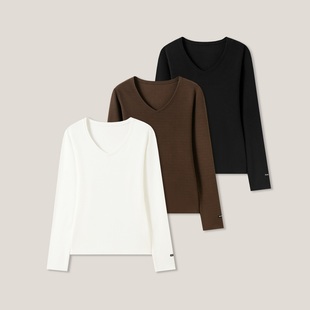 23F 打底衫 百搭V领宽松羊毛长袖 ss26496 云感素颜衫