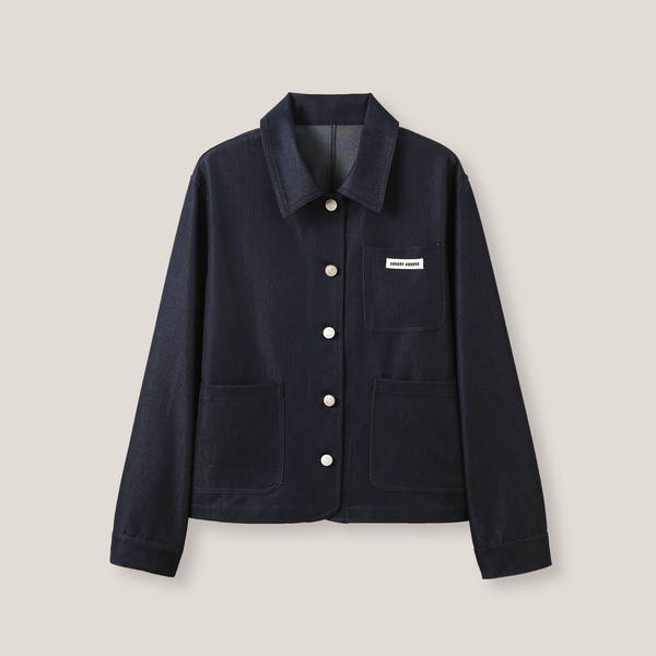 10-31F  C “格系艺术生”经典翻领设计牛仔衬衫外套ss26414