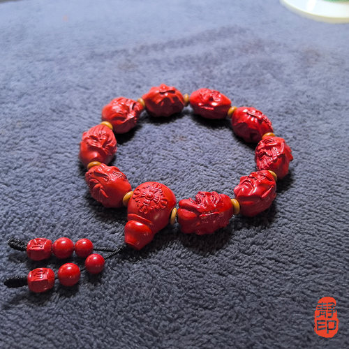 苏精工十八罗汉朱砂手串