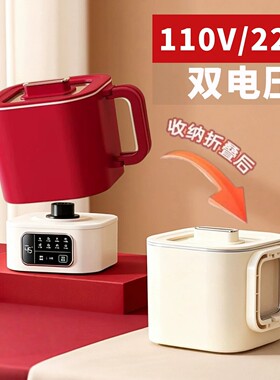 110V220V宽电压烧水壶电热水出国旅行可折叠煮面粥小电煮锅海外用