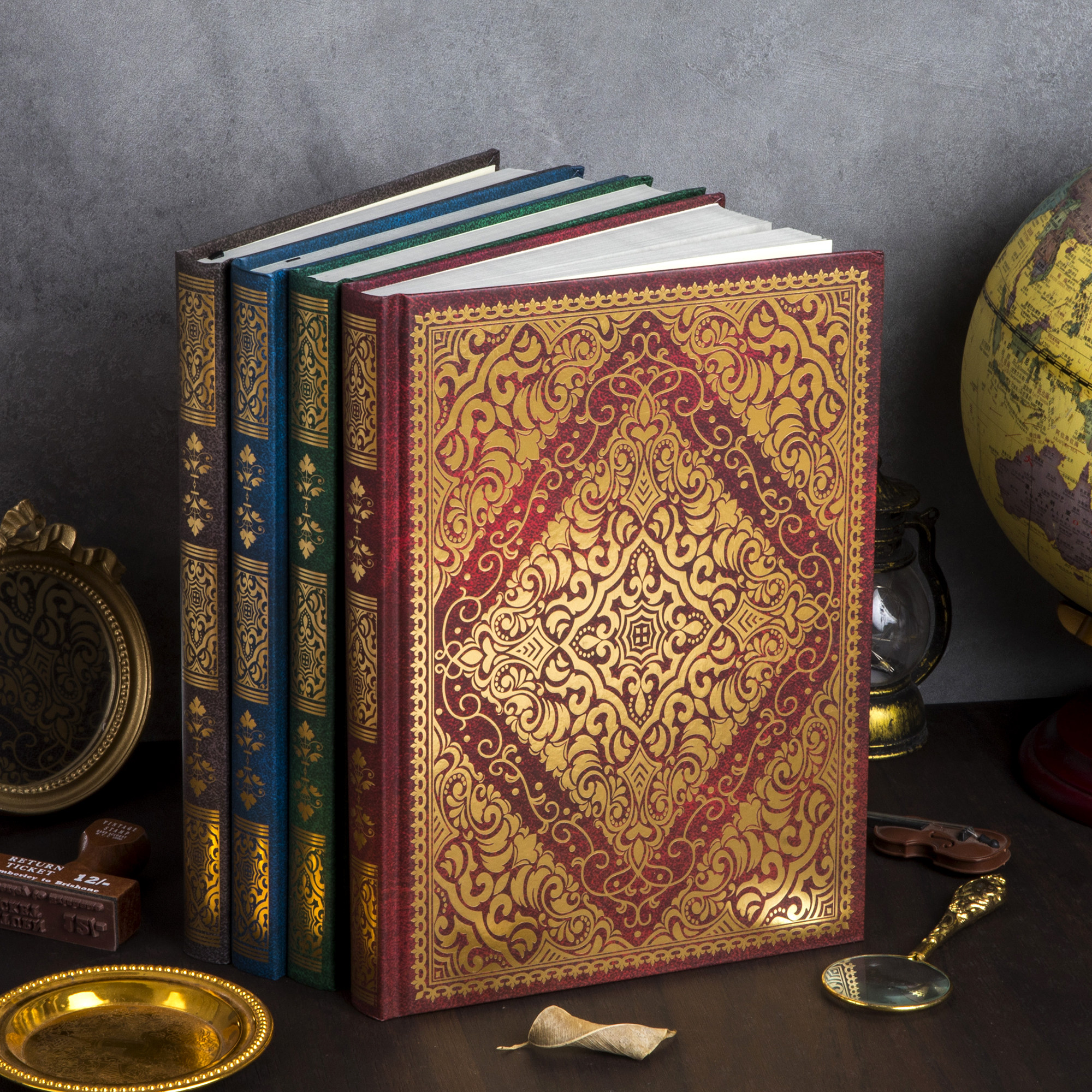 B5复古烫金横线笔记本硬面本精装创意日记本子高档商务欧式手账本