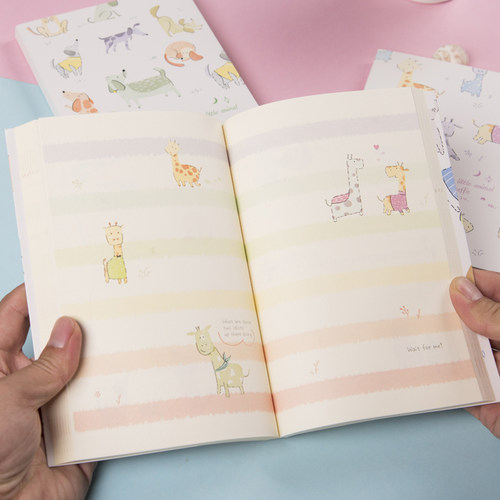 哇卡伊动物彩页语录插画日记本可爱小学生笔记小清新记事礼品本子 - 封面