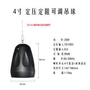 公共广播音箱4寸6.5寸 定阻吊球音响背景音乐天花吸顶喇叭悬挂式