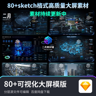 数据可视化大屏科技浅色高端模版 可编辑源文件 素材sketch格式