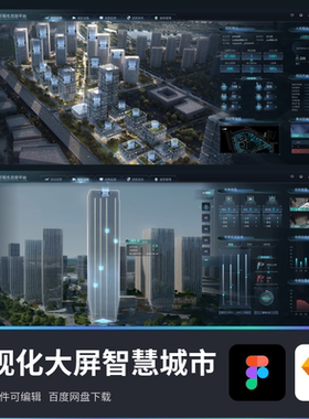 可视化大屏智慧城市数字孪生智慧园区素材模版可编辑figma+sketch