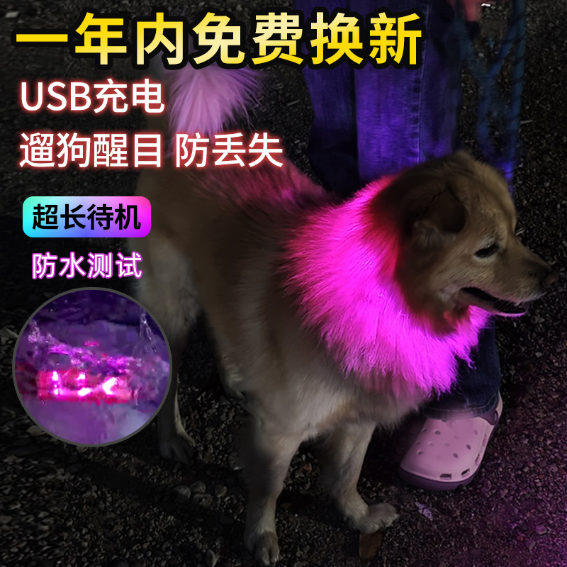 CHUKCHI狗狗发光项圈夜间遛狗灯