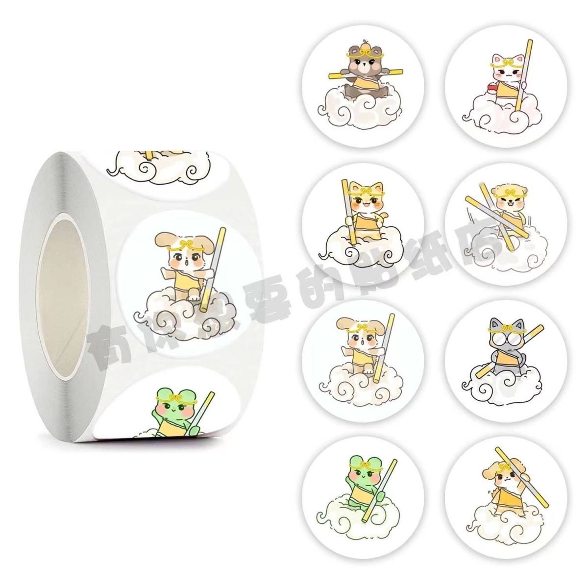 500贴/卷seventeen孙悟空手势克拉暗号卷卷贴动物emo表情包贴纸