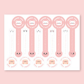 100贴粉色可爱表情棒棒糖形状感谢贴纸手工烘培蛋糕包装 封口贴纸