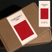 50贴 份情人节红色简约长方形贴纸礼盒不干胶礼品袋包装 封口贴