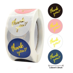 500贴/卷彩色粉色烫金谢谢贴纸封口贴不干胶卷装信封礼物婚礼装饰