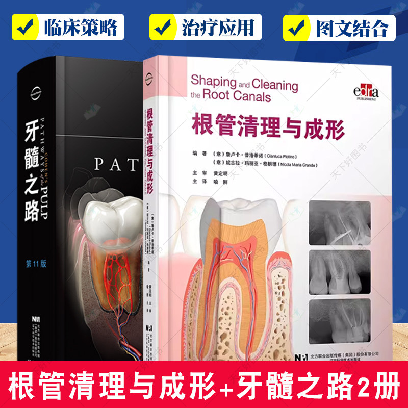 正版包邮 2册根管清理与成形+牙髓之路第11版 口腔科学书籍 医学类专业书籍 牙科牙髓治疗 根管治疗图谱 牙体牙髓病学 根管解剖
