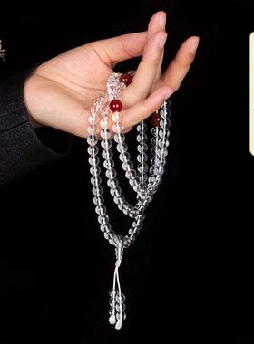 天然白水晶108颗文玩手串