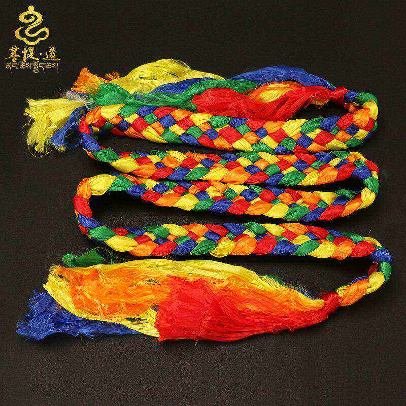 藏式金刚结汽车内挂件手工编织绳饰品车载保平安结五色哈达辫子