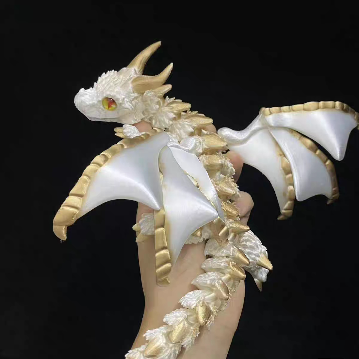 3d打印大角飞龙黑色双角飞龙翅膀可动关节可活动立体仿真恐龙玩具