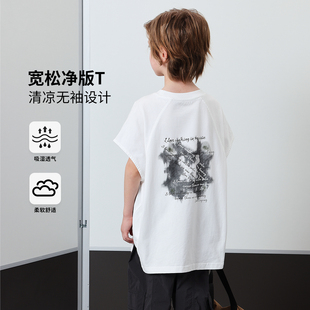 2025男童夏款 后背字母潮流溜肩T恤B52TW001 后背往事 布丁哈鲁