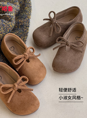 布丁哈鲁童装春装女童洋气鞋子2026新款儿童春秋休闲百搭勃肯鞋