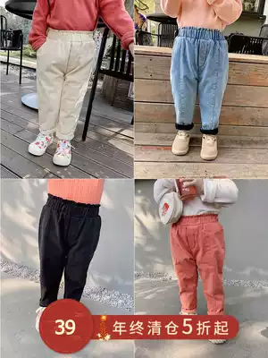 Children's clothing 2020 New thick jeans children's winter trousers Girls Fashion pants baby winter plus Velvet