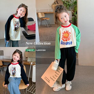 长袖 布丁哈鲁童装 女童T恤2026新款 纯棉宝宝秋装 上衣儿童打底衫