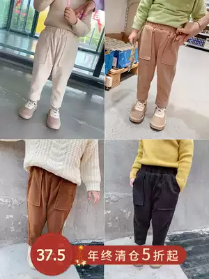 A250 new winter girls Korean version plus velvet thickened warm baby woolen pants autumn and winter children long pants