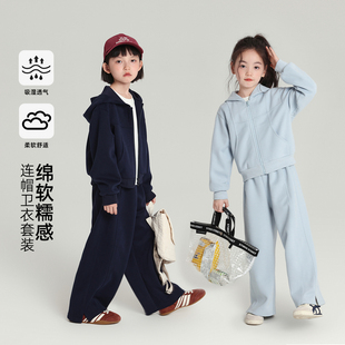 布丁哈鲁童装秋装女童洋气外套2026春秋新款儿童宽松运动套装