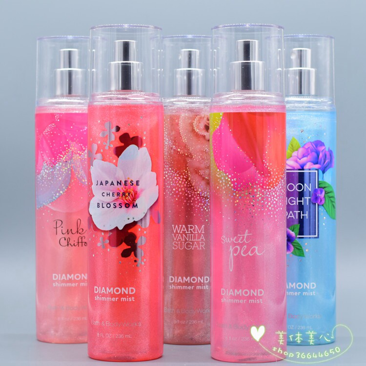BBW香氛身体闪粉亮珠光喷雾日本樱花香草糖146ml Bath&Body Works