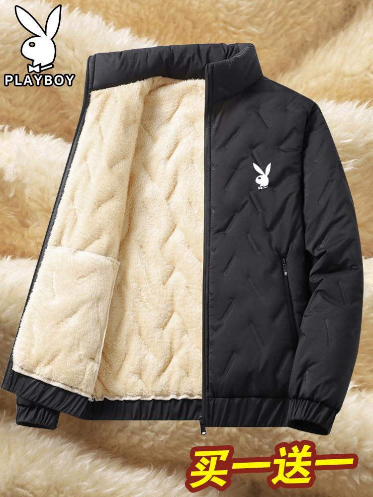 플레이 보이 남성용 다운 코튼 자켓 가을 겨울 따뜻한 짧은 코튼 자켓 플러스 벨벳 남성용 캐주얼 자켓