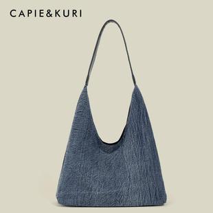【天锚国际】日系慵懒风牛仔布腋下包女士大容量夏季时尚通勤托托