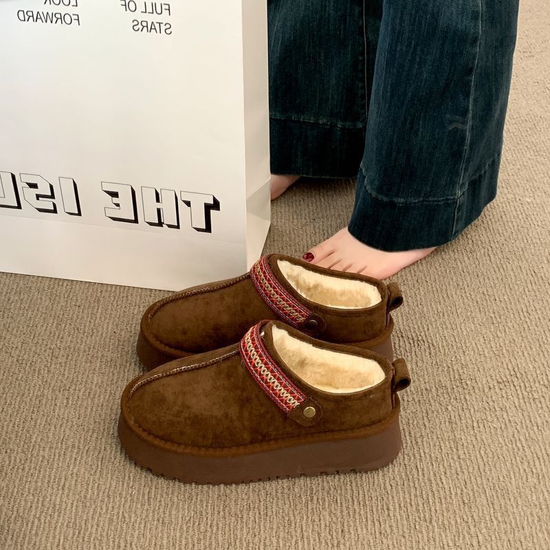 毛绒厚底一脚蹬半拖鞋女冬季加绒