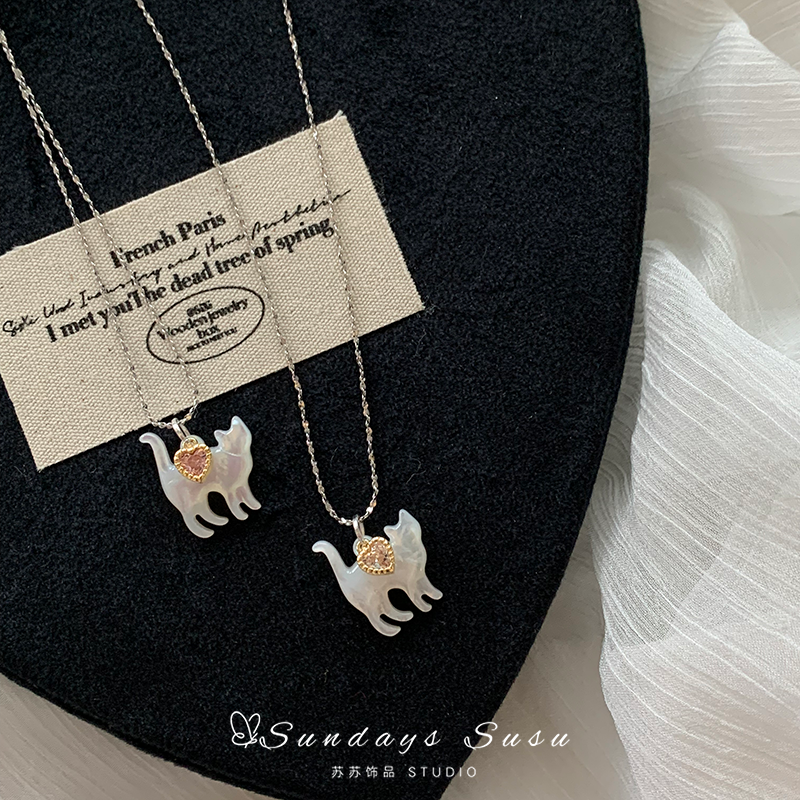 「她的猫 」925纯银项链女2024新款爆款高级感锁骨链轻奢小众颈链,饰品/流行首饰/时尚饰品新,项链,淘宝优惠券,粉丝福利购,淘宝优惠卷