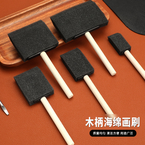 木柄黑色海绵刷美术涂鸦刷