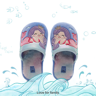 儿童棉拖鞋冬足弓支撑硬底公主加绒加厚室内家居防滑可爱女童拖鞋