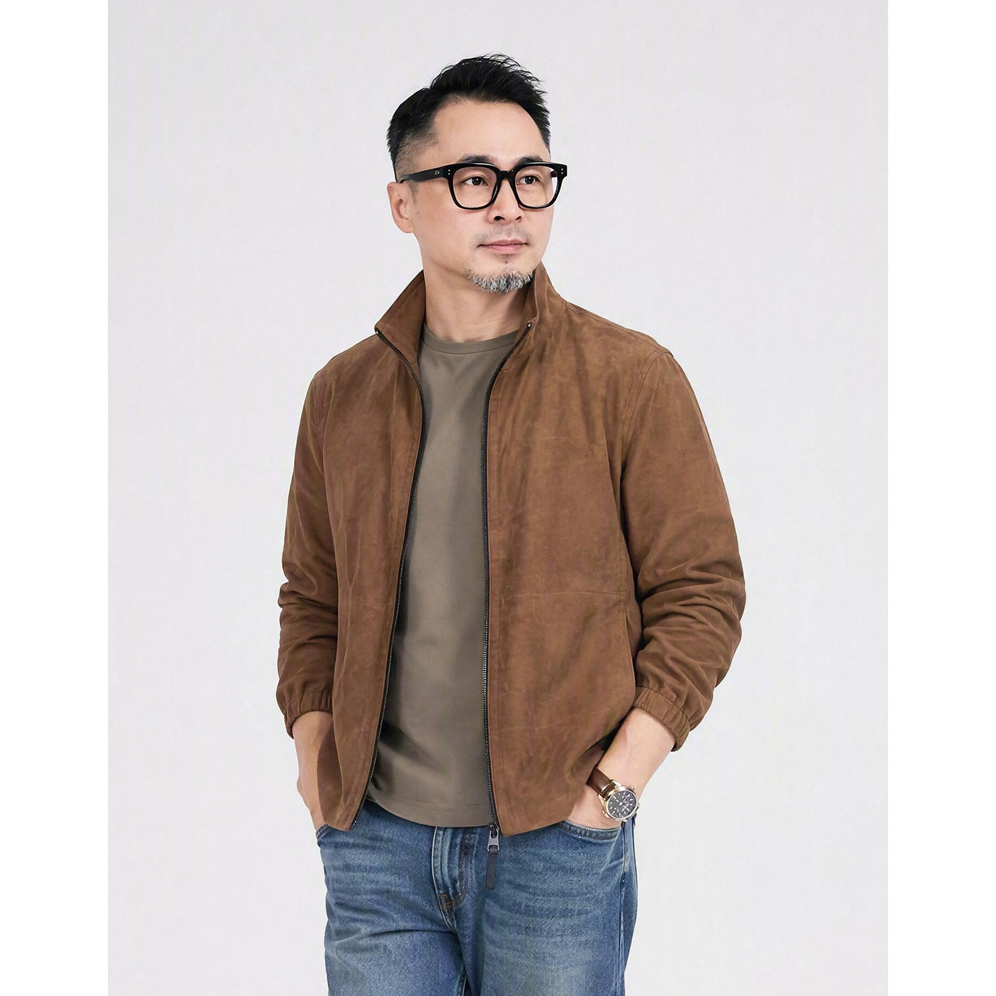 坤叔男装 Sup Zone 香云纱桑蚕丝老钱双面穿立领夹克(不可洗涤)