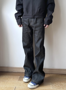 17DUP 原牛13盎司百搭微喇牛仔裤通勤显瘦神裤刺绣马毛皮牌长裤