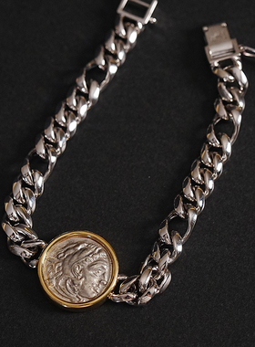 有生珠宝经典古希腊时期一德大力神古币手链18k黄k白金手链