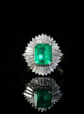 有生珠宝高品质天然哥伦比亚沃顿绿祖母绿戒指微油祖母绿钻石戒指