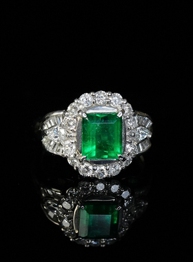 有生珠宝高品质天然哥伦比亚祖母绿戒指vvg玻璃体祖母绿钻石戒指