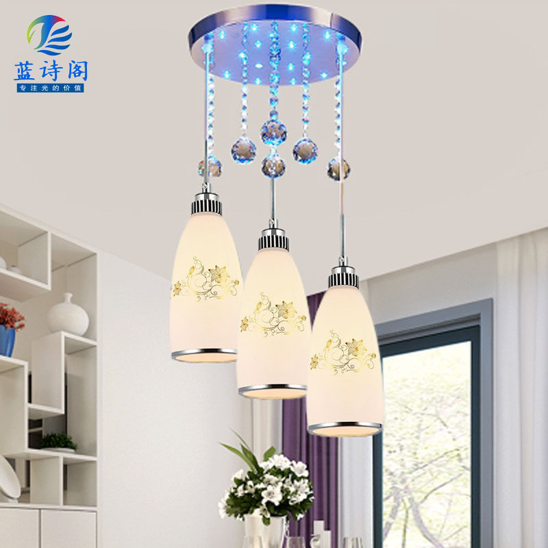 餐厅吊灯三头饭厅灯现代简约水晶客厅吊灯创意个性吧台灯具灯饰