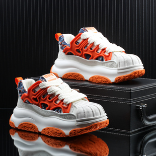 高级感潮牌痞帅贝壳头休闲板鞋男款2025秋季新款爆款增高轻奢男鞋